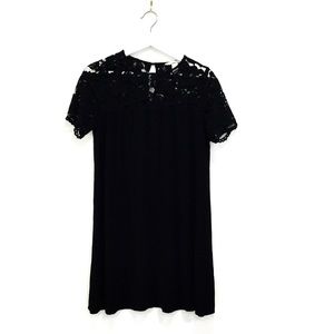 H&M Pretty Black Lacey Short Sleeve Midi Dress Sz 8/M